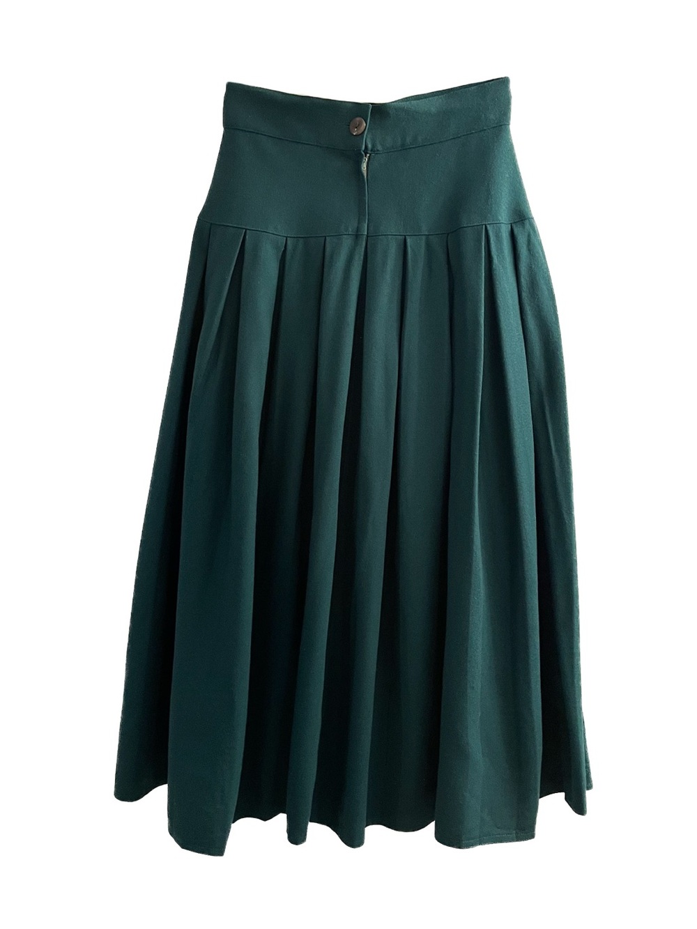💚 Vintage 100% Wool Drop Waist Midi Skirt in Emerald Green 💚 - Picture 2 of 5